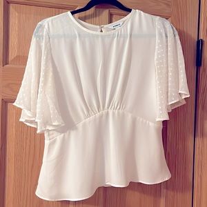 Polka dot sleeve sheer blouse